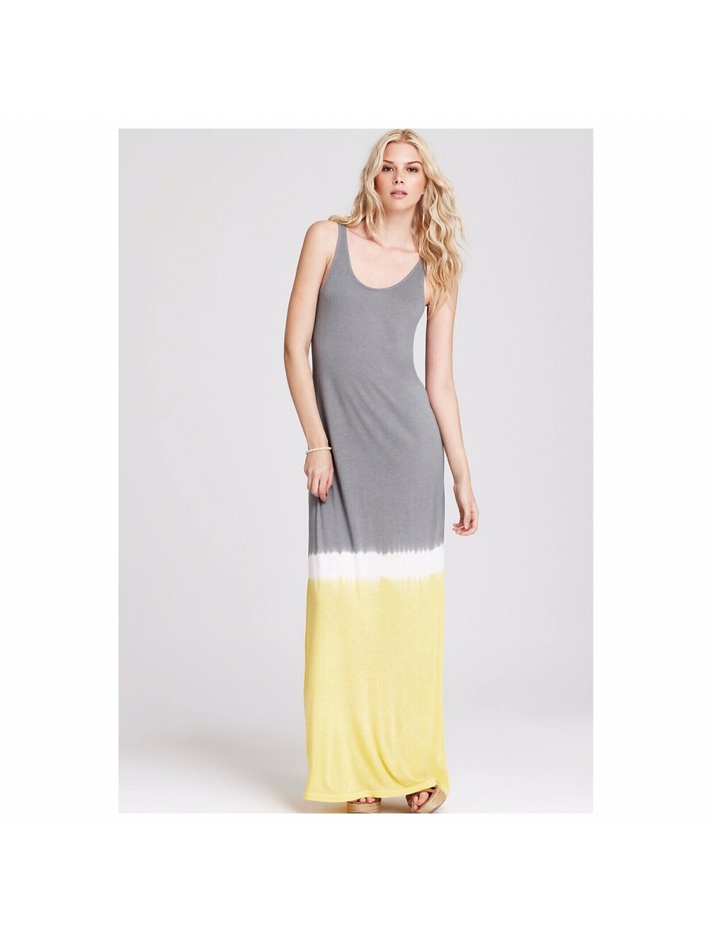 Soft Joie Gray/Yellow Christina Dip Dye Maxi Dress Small